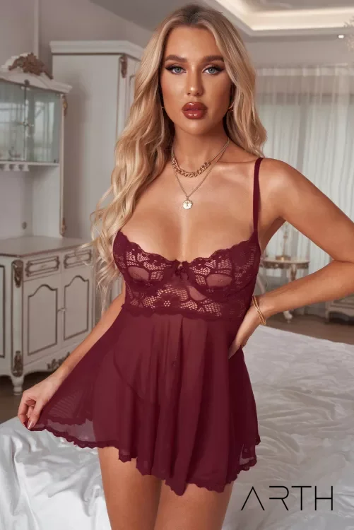 Červená noční košilka Daniela - Velikost: M