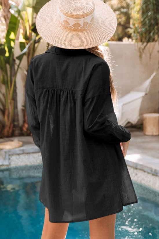 Čierna plážová košeľa Viviana - Velikost: M